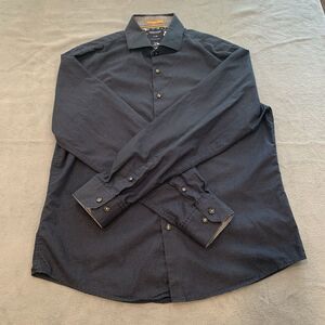 Denim & Flower Shirt Mens Large Navy Long Sleeve Ricky Singh Polka Dot.